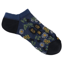 ふくふくにゃんこ  花柄刺繍ショートソックス