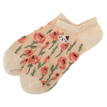 ふくふくにゃんこ  花柄刺繍ショートソックス