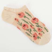 ふくふくにゃんこ  花柄刺繍ショートソックス