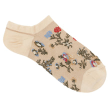 ふくふくにゃんこ  花柄刺繍ショートソックス