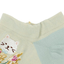 ふくふくにゃんこ  花柄刺繍ショートソックス
