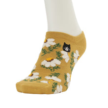 ふくふくにゃんこ  花柄刺繍ショートソックス