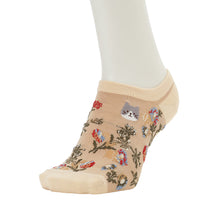 ふくふくにゃんこ  花柄刺繍ショートソックス