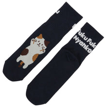 ふくふくにゃんこ バックロゴクルーソックス