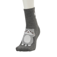 ふくふくにゃんこ バックロゴクルーソックス