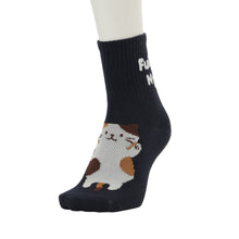 ふくふくにゃんこ バックロゴクルーソックス