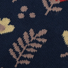 ふくふくにゃんこ 花柄刺繍クルーソックス