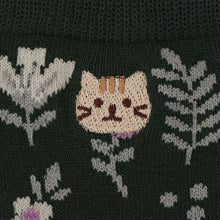ふくふくにゃんこ 花柄刺繍クルーソックス