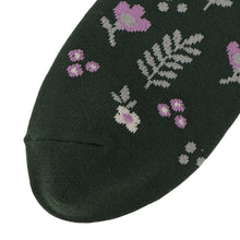 ふくふくにゃんこ 花柄刺繍クルーソックス