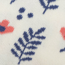 ふくふくにゃんこ 花柄刺繍クルーソックス