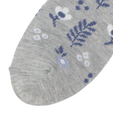 ふくふくにゃんこ 花柄刺繍クルーソックス