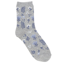 ふくふくにゃんこ 花柄刺繍クルーソックス