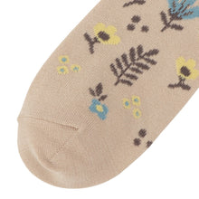 ふくふくにゃんこ 花柄刺繍クルーソックス