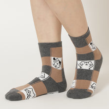 ふくふくにゃんこ ブロック柄パイルソックス