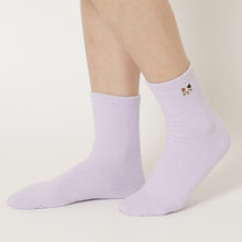 ふくふくにゃんこ 無地刺繍モールソックス