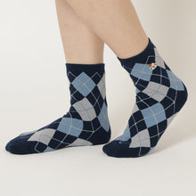 ふくふくにゃんこ アーガイル刺繍パイルソックス