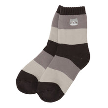 ふくふくにゃんこ 裏起毛太ボーダーソックス