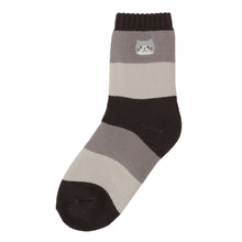 ふくふくにゃんこ 裏起毛太ボーダーソックス