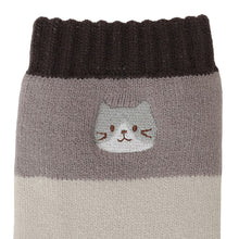 ふくふくにゃんこ 裏起毛太ボーダーソックス
