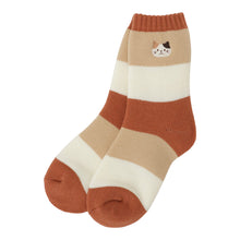 ふくふくにゃんこ 裏起毛太ボーダーソックス