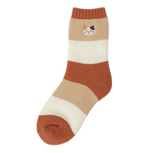 ふくふくにゃんこ 裏起毛太ボーダーソックス