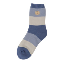 ふくふくにゃんこ 裏起毛太ボーダーソックス