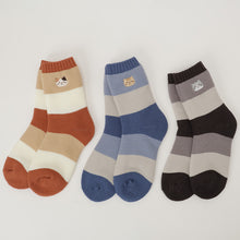 ふくふくにゃんこ 裏起毛太ボーダーソックス