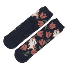 ふくふくにゃんこ 裏起毛フラワーソックス