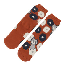 ふくふくにゃんこ 裏起毛フラワーソックス