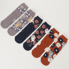 ふくふくにゃんこ 裏起毛フラワーソックス