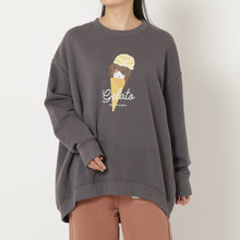 ふくふくにゃんこ プリントスウェットワイドトレーナー