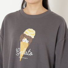 ふくふくにゃんこ プリントスウェットワイドトレーナー