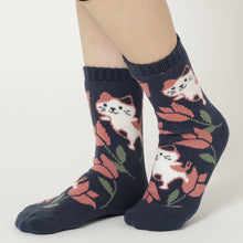 ふくふくにゃんこ 裏起毛フラワーソックス