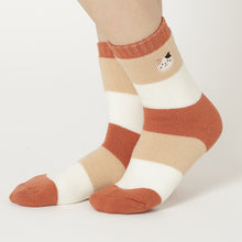 ふくふくにゃんこ 裏起毛太ボーダーソックス