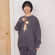 ふくふくにゃんこ プリントスウェットワイドトレーナー