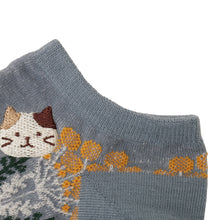 ふくふくにゃんこ 花柄スニーカーソックス