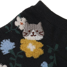 ふくふくにゃんこ 花柄スニーカーソックス