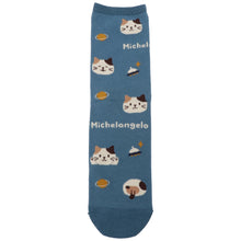 ふくふくにゃんこ 総柄ロークルーソックス