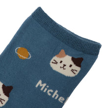ふくふくにゃんこ 総柄ロークルーソックス
