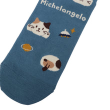 ふくふくにゃんこ 総柄ロークルーソックス