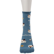 ふくふくにゃんこ 総柄ロークルーソックス