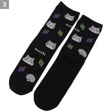 ふくふくにゃんこ 総柄ロークルーソックス