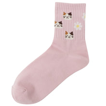 ふくふくにゃんこ リッチェル花柄クルーソックス