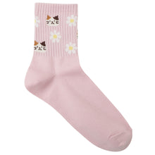 ふくふくにゃんこ リッチェル花柄クルーソックス