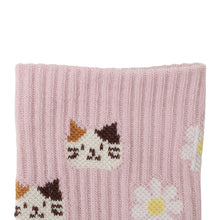 ふくふくにゃんこ リッチェル花柄クルーソックス
