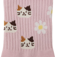 ふくふくにゃんこ リッチェル花柄クルーソックス