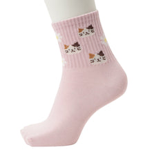 ふくふくにゃんこ リッチェル花柄クルーソックス