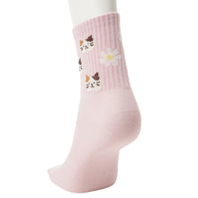 ふくふくにゃんこ リッチェル花柄クルーソックス