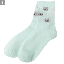 ふくふくにゃんこ リッチェル花柄クルーソックス