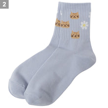 ふくふくにゃんこ リッチェル花柄クルーソックス